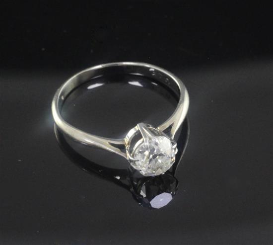 A white gold and solitaire diamond ring, size N